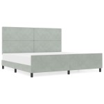 vidaXL Cadru de pat cu headboard Gri deschis 200 x 200 cm Catifea vidaXL Cadru de pat cu headboard Gri deschis 200 x 200 cm Catifea