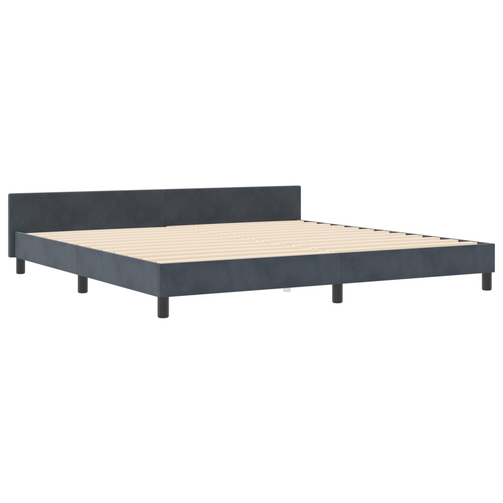 vidaXL Cadru de pat cu headboard Gri închis 200 x 200 cm Catifea