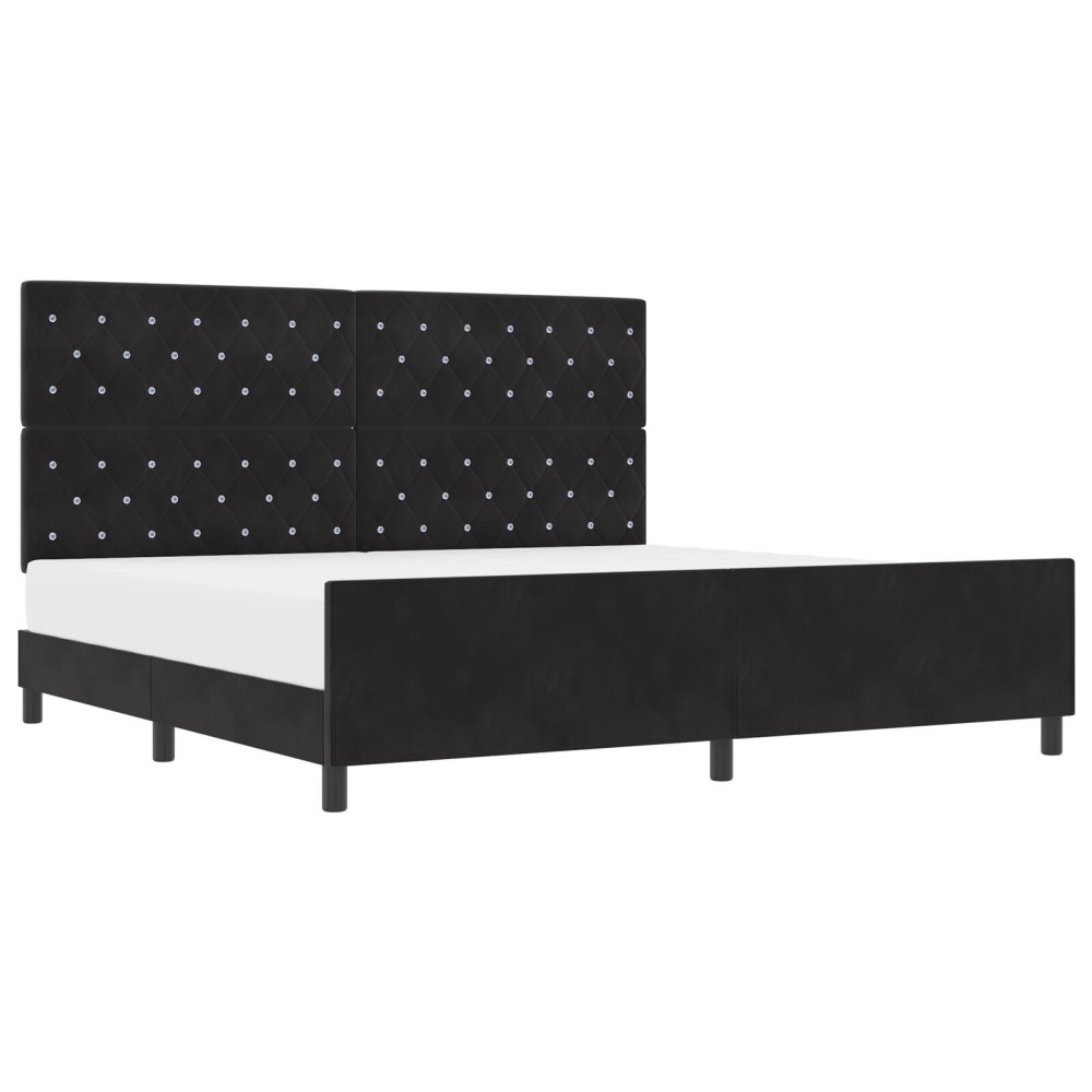 vidaXL Cadru de pat cu headboard Negru 200 x 200 cm Catifea