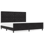 vidaXL Cadru de pat cu headboard Negru 200 x 200 cm Catifea vidaXL Cadru de pat cu headboard Negru 200 x 200 cm Catifea