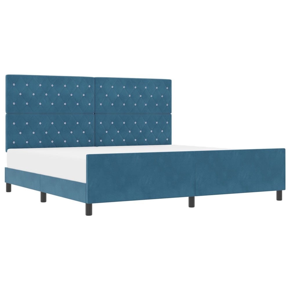 vidaXL Cadru de pat cu headboard Albastru închis 200 x 200 cm Catifea