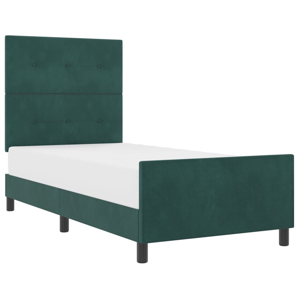 vidaXL Cadru de pat cu headboard Verde închis 90 x 190 cm Catifea