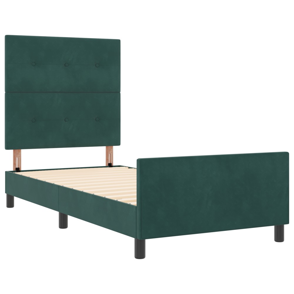 vidaXL Cadru de pat cu headboard Verde închis 90 x 200 cm Catifea