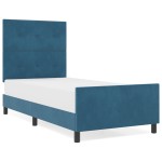 vidaXL Cadru de pat cu headboard Albastru închis 90 x 200 cm Catifea vidaXL Cadru de pat cu headboard Albastru închis 90 x 200 cm Catifea