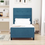 vidaXL Cadru de pat cu headboard Albastru închis 90 x 200 cm Catifea vidaXL Cadru de pat cu headboard Albastru închis 90 x 200 cm Catifea