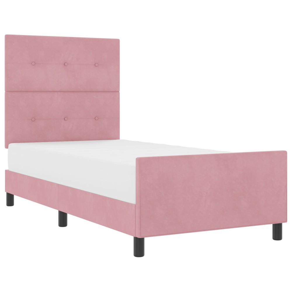 vidaXL Cadru de pat cu headboard Roz 90 x 200 cm Catifea