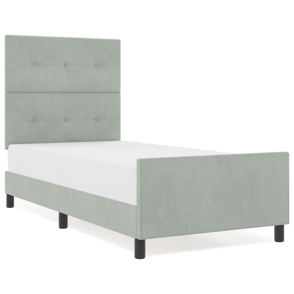 vidaXL Cadru de pat cu headboard Gri deschis 100 x 200 cm Catifea