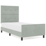 vidaXL Cadru de pat cu headboard Gri deschis 100 x 200 cm Catifea vidaXL Cadru de pat cu headboard Gri deschis 100 x 200 cm Catifea
