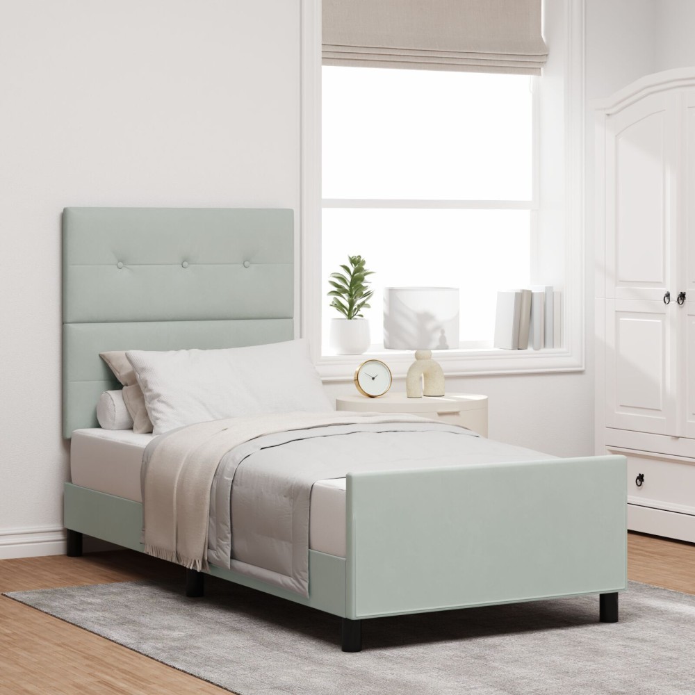 vidaXL Cadru de pat cu headboard Gri deschis 100 x 200 cm Catifea