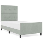 vidaXL Cadru de pat cu headboard Gri deschis 100 x 200 cm Catifea vidaXL Cadru de pat cu headboard Gri deschis 100 x 200 cm Catifea