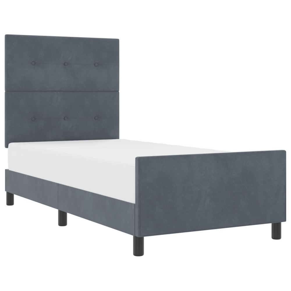 Cadrul de pat vidaXL în gri închis, 100x200 cm, fabricat din catifea