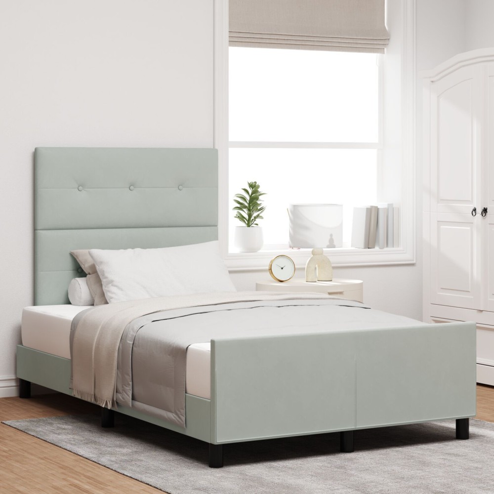 vidaXL Cadru de pat cu headboard Gri deschis 120 x 190 cm Catifea
