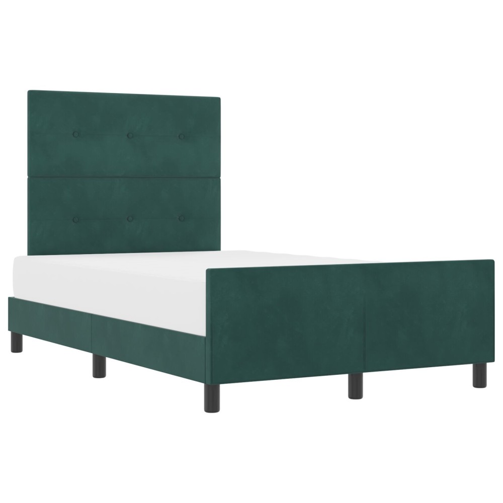 Pat vidaXL verde închis, 120x190 cm, fabricat din catifea