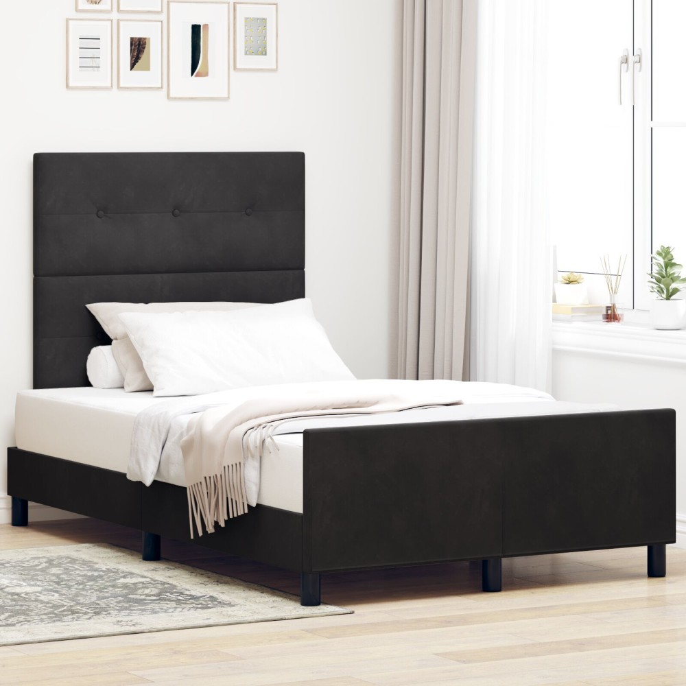 vidaXL Cadru de pat cu headboard Negru 120 x 200 cm Catifea