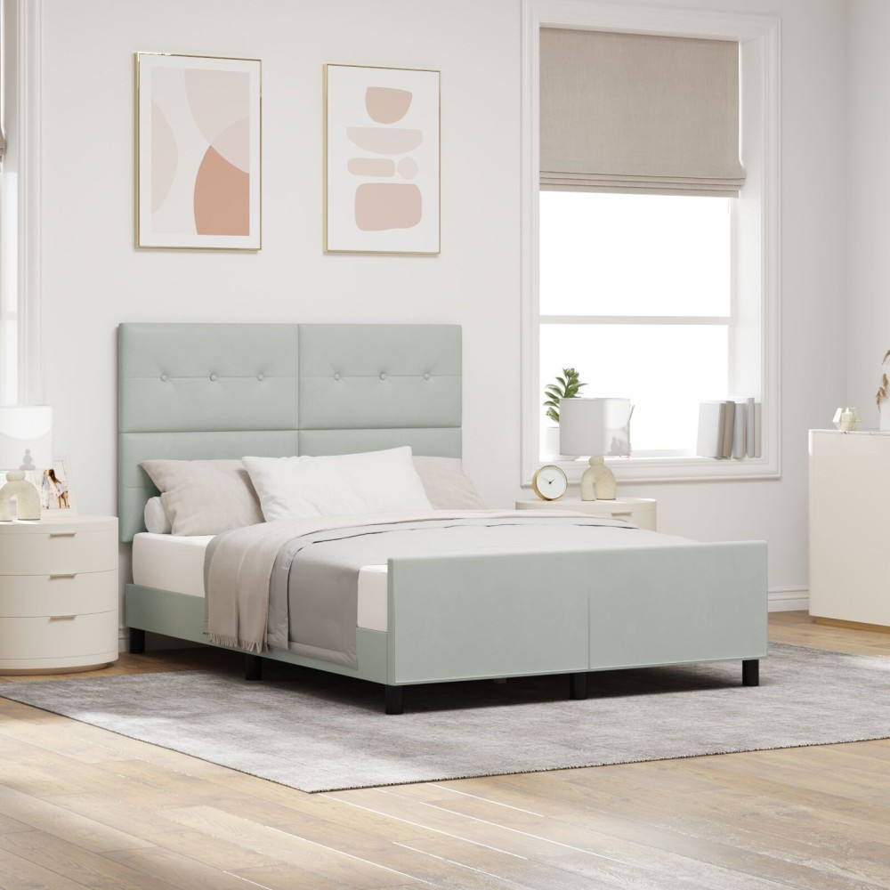 vidaXL Cadru de pat cu headboard Gri deschis 140 x 190 cm Catifea
