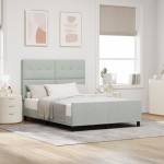 vidaXL Cadru de pat cu headboard Gri deschis 140 x 190 cm Catifea vidaXL Cadru de pat cu headboard Gri deschis 140 x 190 cm Catifea