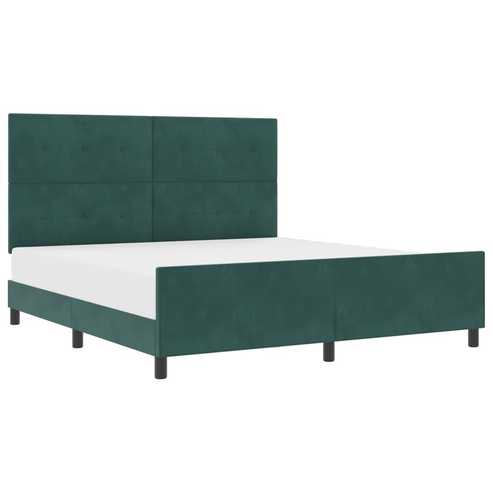 vidaXL Cadru de pat cu headboard Verde închis 180 x 200 cm Catifea