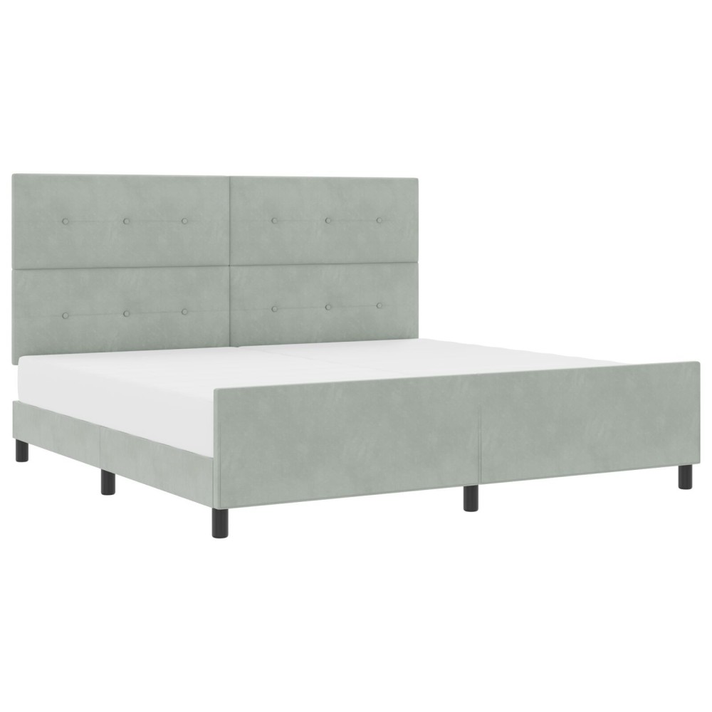 vidaXL Cadru de pat cu headboard Gri deschis 200 x 200 cm Catifea