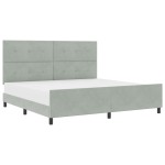 vidaXL Cadru de pat cu headboard Gri deschis 200 x 200 cm Catifea vidaXL Cadru de pat cu headboard Gri deschis 200 x 200 cm Catifea