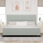 vidaXL Cadru de pat cu headboard Gri deschis 200 x 200 cm Catifea vidaXL Cadru de pat cu headboard Gri deschis 200 x 200 cm Catifea