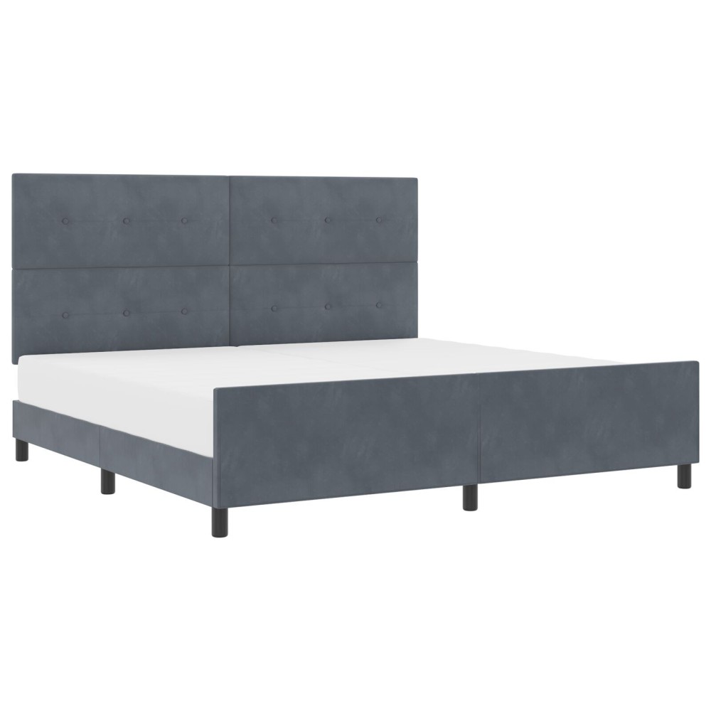 vidaXL Cadru de pat cu headboard Gri închis 200 x 200 cm Catifea