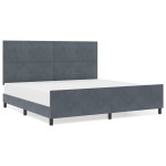 vidaXL Cadru de pat cu headboard Gri închis 200 x 200 cm Catifea vidaXL Cadru de pat cu headboard Gri închis 200 x 200 cm Catifea