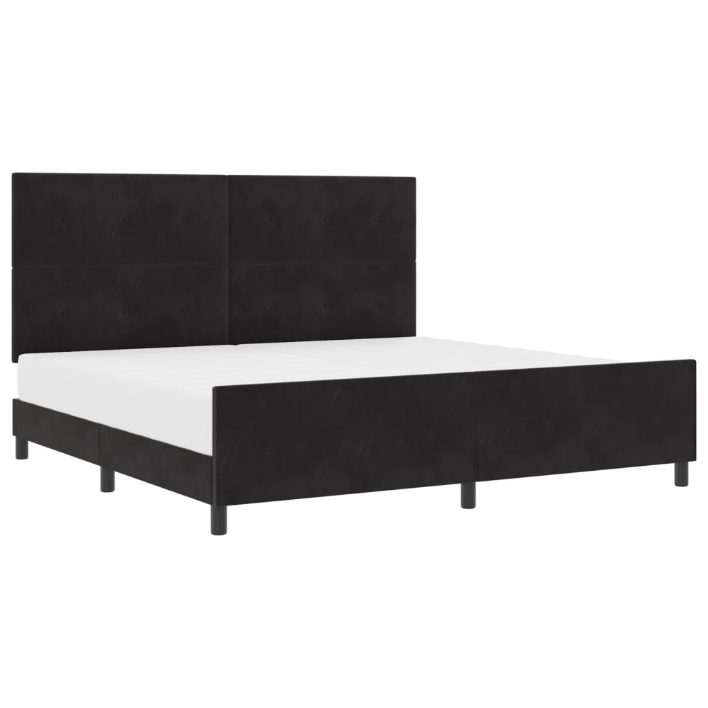 vidaXL Cadru de pat cu headboard Negru 200 x 200 cm Catifea