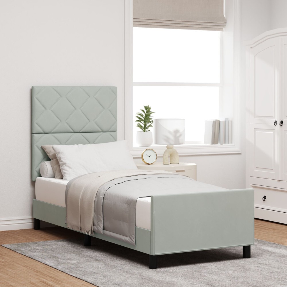 vidaXL Cadru de pat cu headboard Gri deschis 80 x 200 cm Catifea