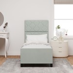 vidaXL Cadru de pat cu headboard Gri deschis 80 x 200 cm Catifea vidaXL Cadru de pat cu headboard Gri deschis 80 x 200 cm Catifea