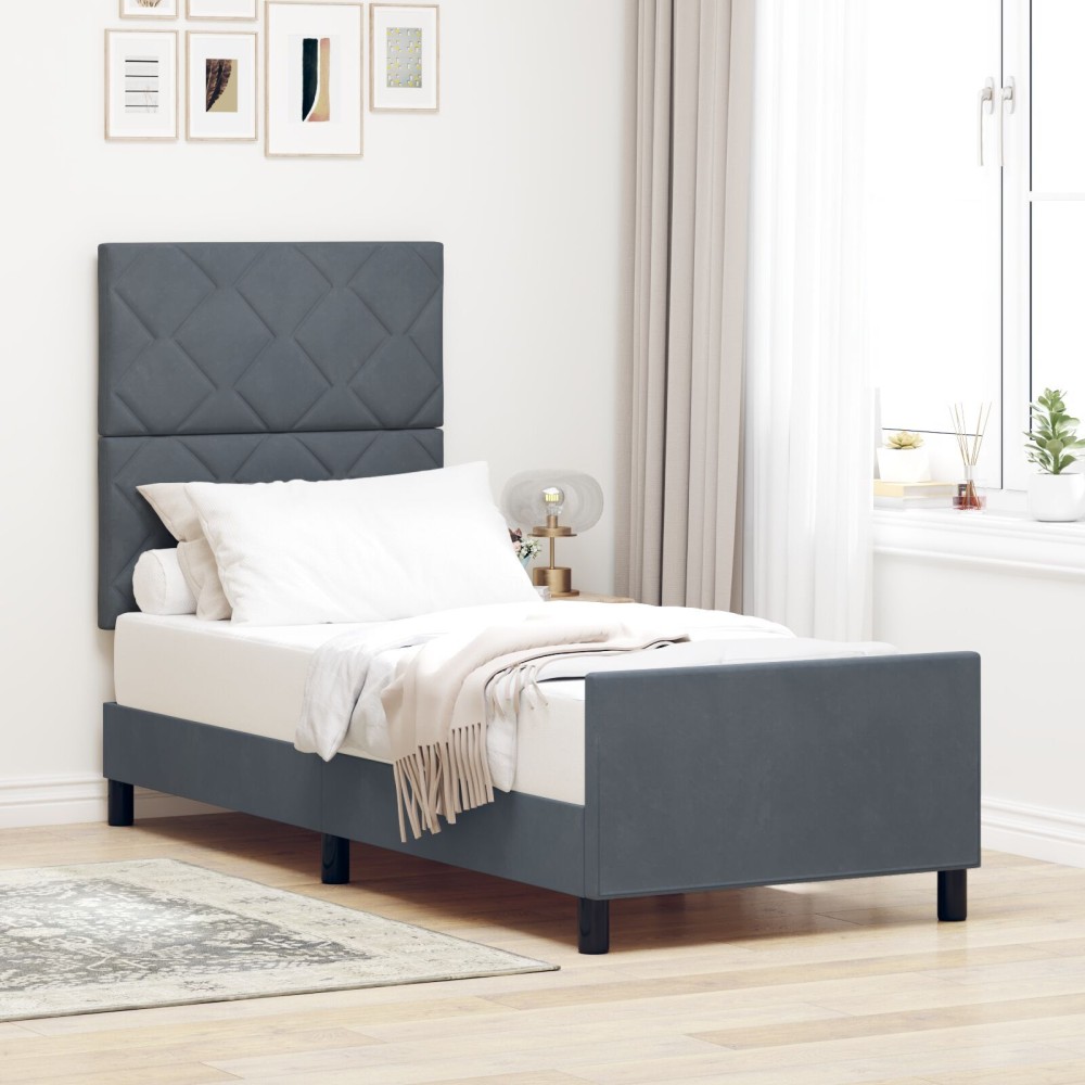 vidaXL Cadru de pat cu headboard Gri închis 80 x 200 cm Catifea