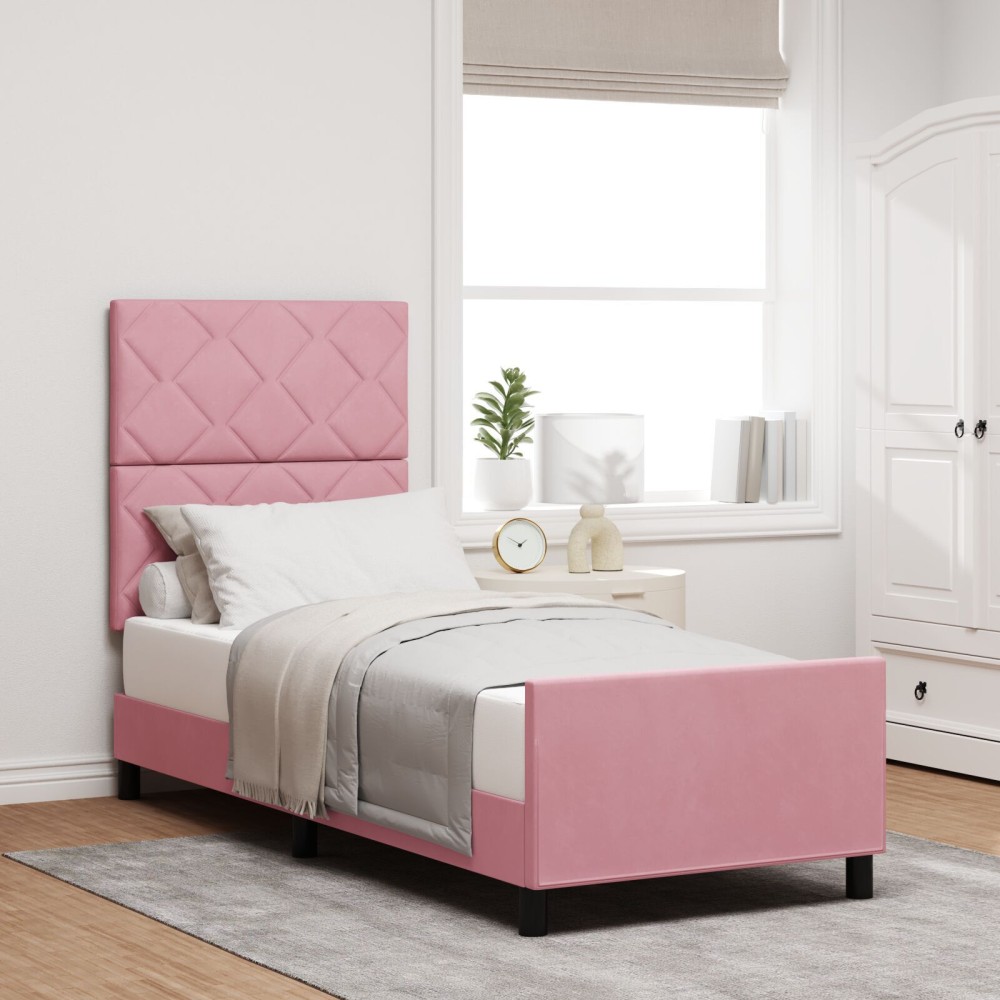 vidaXL Cadru de pat cu headboard Roz 80 x 200 cm Catifea