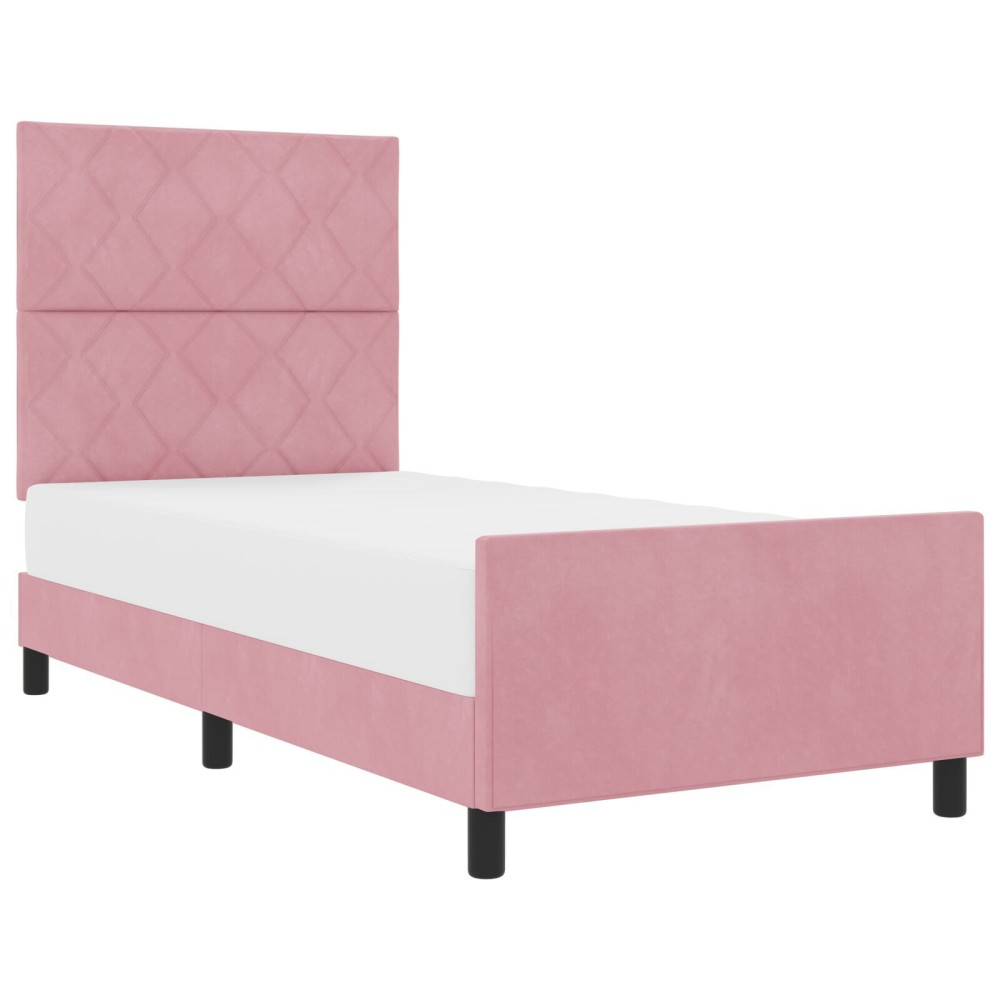 vidaXL Cadru de pat cu headboard Roz 90 x 200 cm Catifea