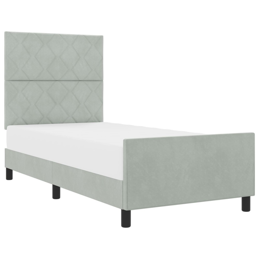 vidaXL Cadru de pat cu headboard Gri deschis 100 x 200 cm Catifea