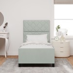 vidaXL Cadru de pat cu headboard Gri deschis 100 x 200 cm Catifea vidaXL Cadru de pat cu headboard Gri deschis 100 x 200 cm Catifea