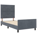 vidaXL Cadru de pat cu headboard Gri închis 100 x 200 cm Catifea