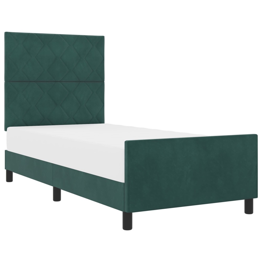 vidaXL Cadru de pat cu headboard Verde închis 100 x 200 cm Catifea