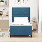 vidaXL Cadru de pat cu headboard Albastru închis 100 x 200 cm Catifea vidaXL Cadru de pat cu headboard Albastru închis 100 x 200 cm Catifea