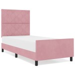 vidaXL Cadru de pat cu headboard Roz 100 x 200 cm Catifea
