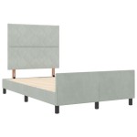 vidaXL Cadru de pat cu headboard Gri deschis 120 x 190 cm Catifea vidaXL Cadru de pat cu headboard Gri deschis 120 x 190 cm Catifea