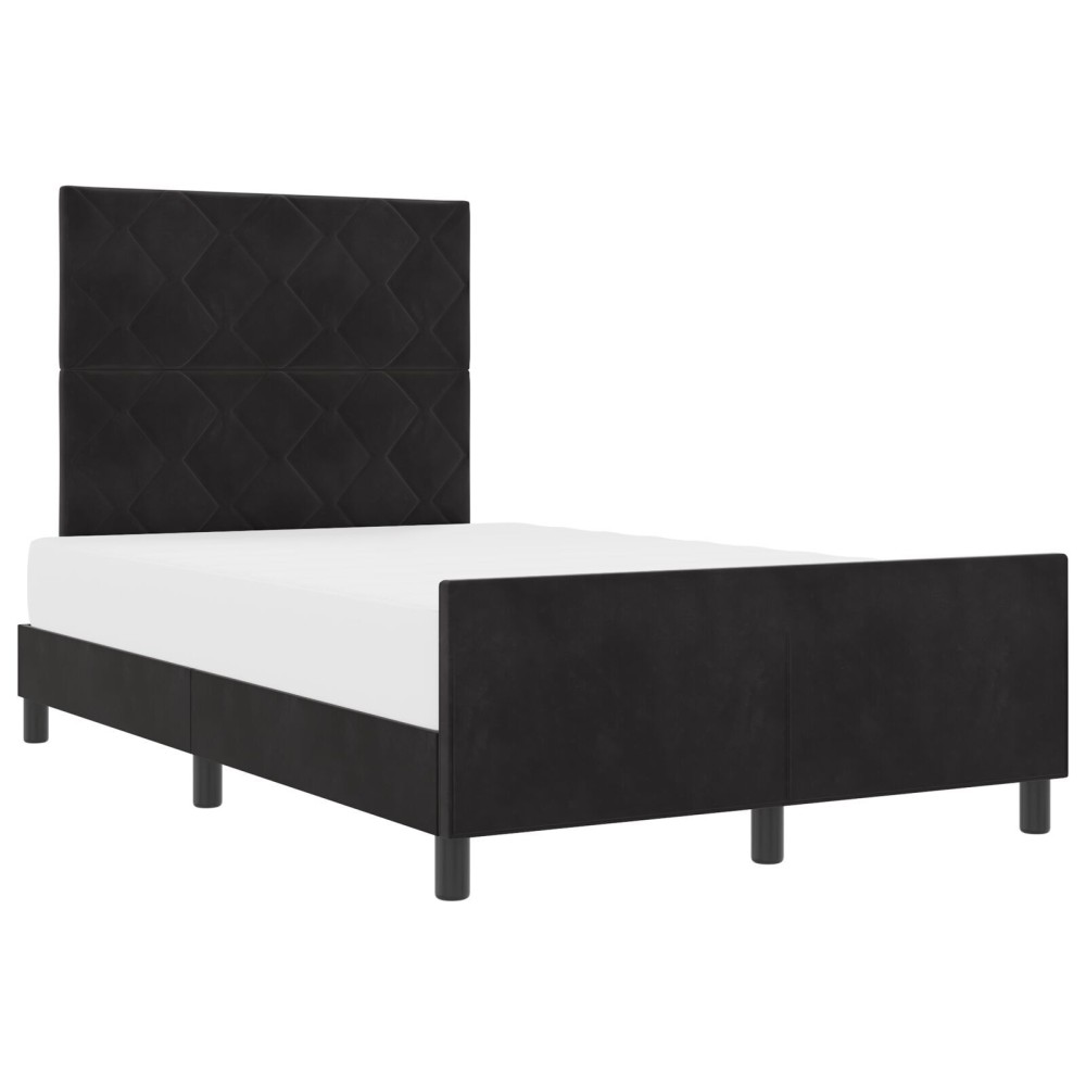 vidaXL Cadru de pat cu headboard Negru 120 x 190 cm Catifea