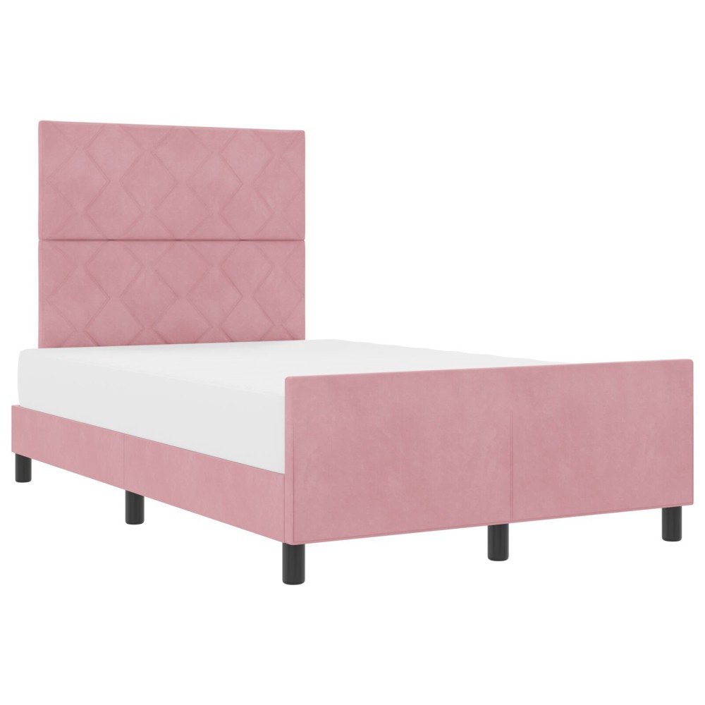 vidaXL Cadru de pat cu headboard Roz 120 x 190 cm Catifea