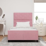 vidaXL Cadru de pat cu headboard Roz 120 x 190 cm Catifea vidaXL Cadru de pat cu headboard Roz 120 x 190 cm Catifea