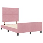 vidaXL Cadru de pat cu headboard Roz 120 x 190 cm Catifea vidaXL Cadru de pat cu headboard Roz 120 x 190 cm Catifea