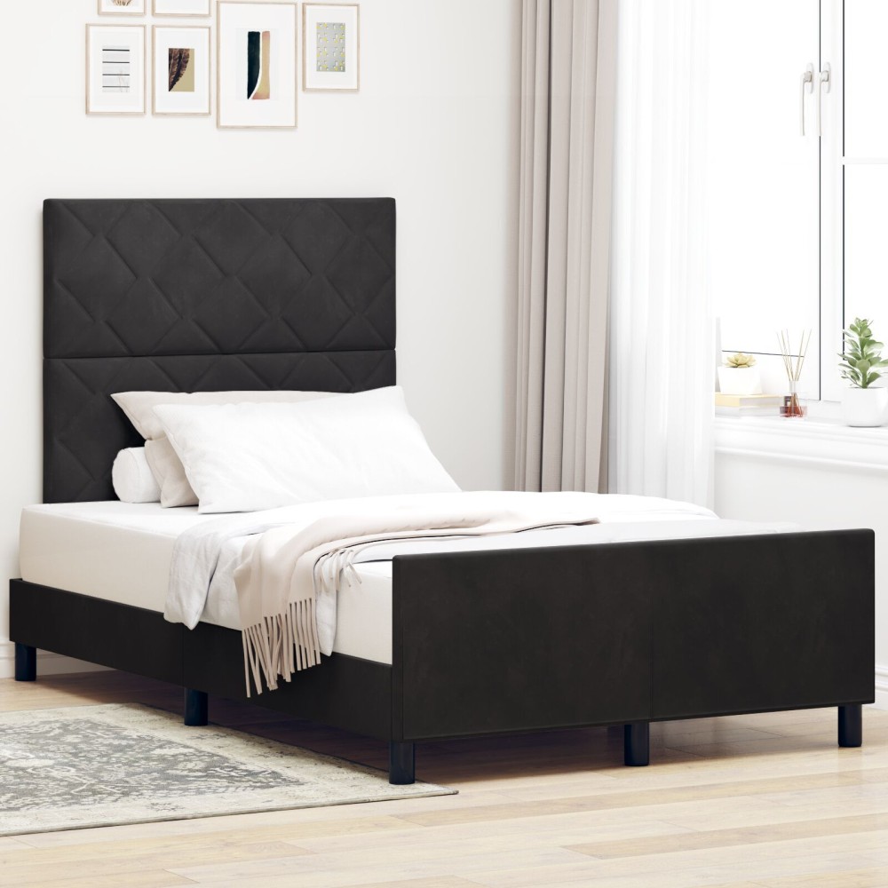 vidaXL Cadru de pat cu headboard Negru 120 x 200 cm Catifea