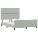 vidaXL Cadru de pat cu headboard Gri deschis 140 x 190 cm Catifea vidaXL Cadru de pat cu headboard Gri deschis 140 x 190 cm Catifea