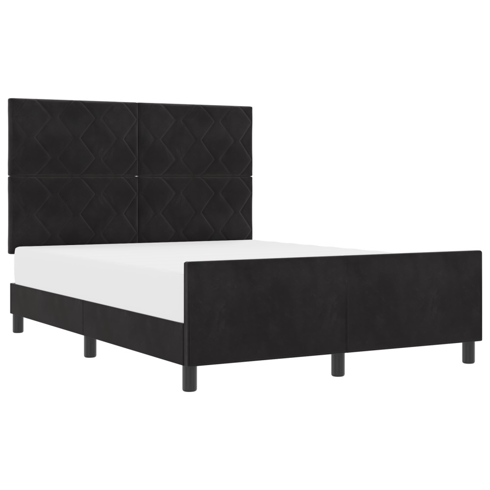 vidaXL Cadru de pat cu headboard Negru 140 x 190 cm Catifea