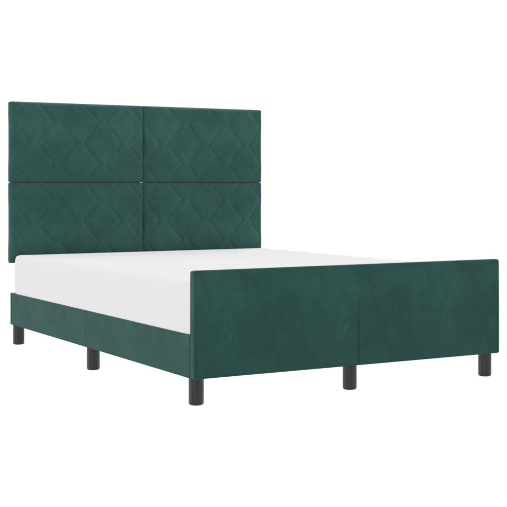 vidaXL Cadru de pat cu headboard Verde închis 140 x 190 cm Catifea