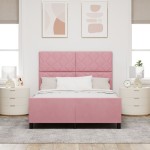 vidaXL Cadru de pat cu headboard Roz 140 x 190 cm Catifea