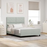 vidaXL Cadru de pat cu headboard Gri deschis 140 x 200 cm Catifea vidaXL Cadru de pat cu headboard Gri deschis 140 x 200 cm Catifea