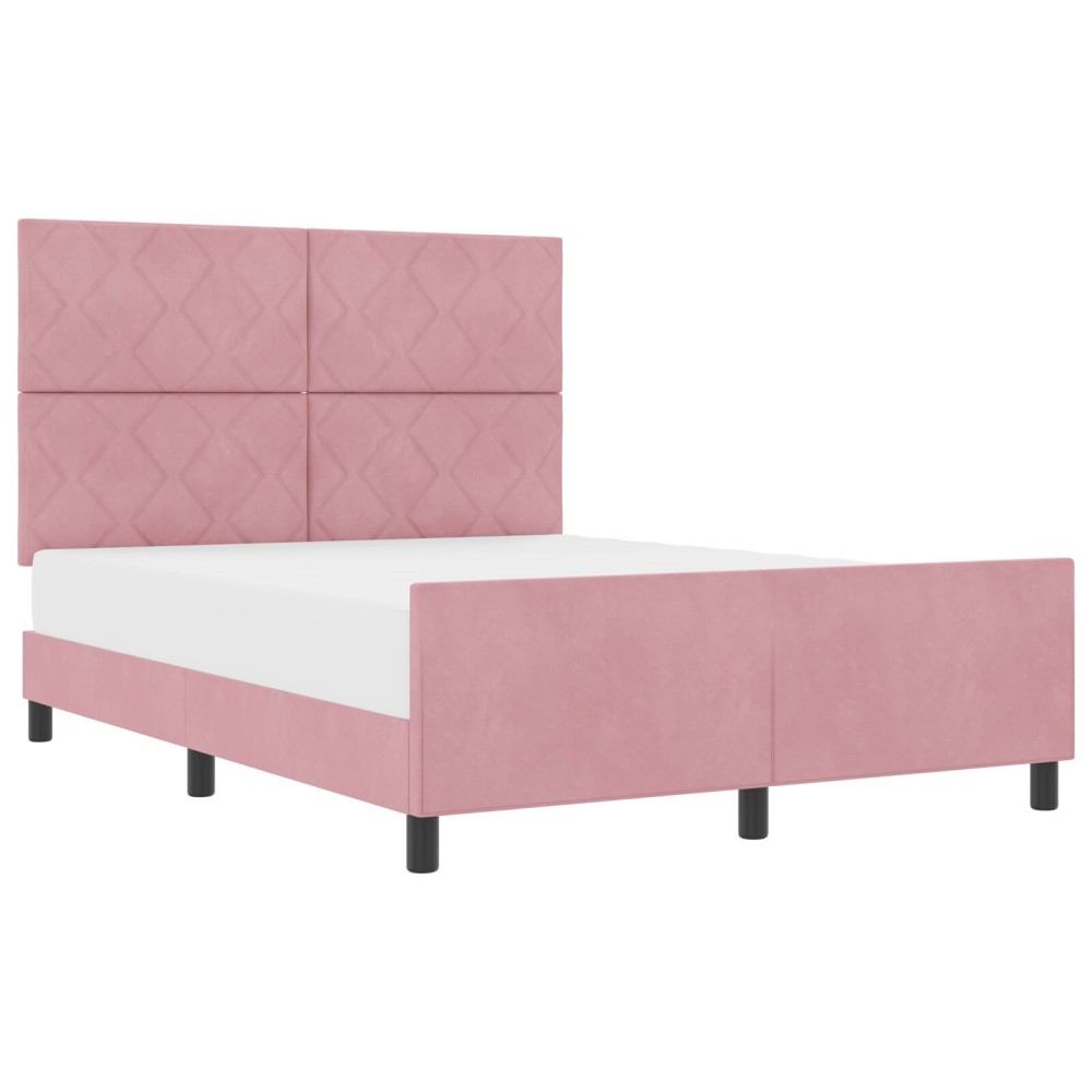 vidaXL Cadru de pat cu headboard Roz 140 x 200 cm Catifea